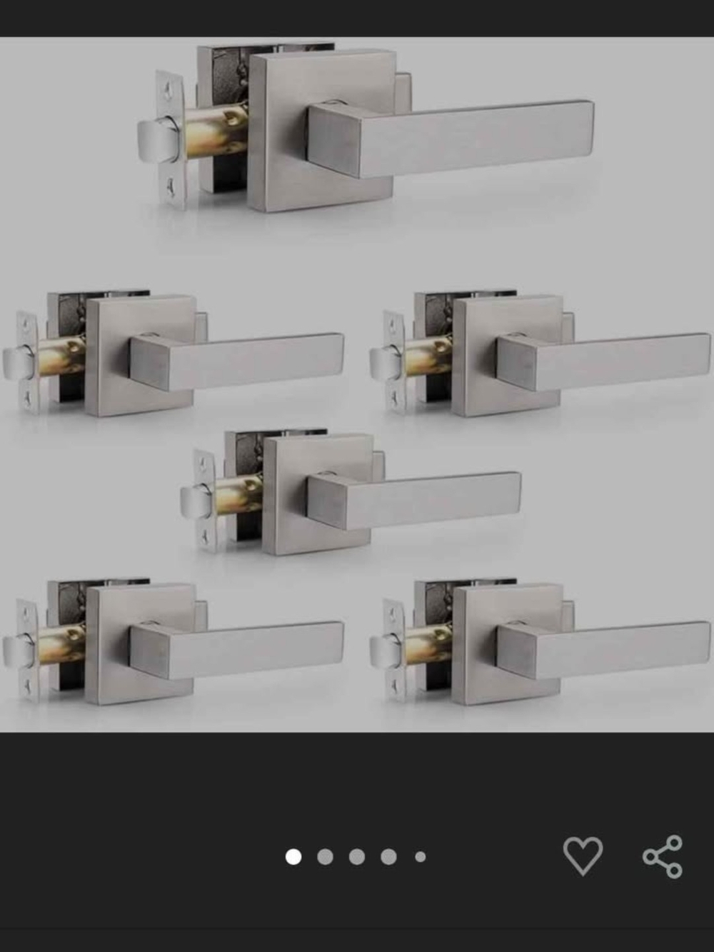 Satin Nickel Modern Square Passage Door Lever - Pack of 6